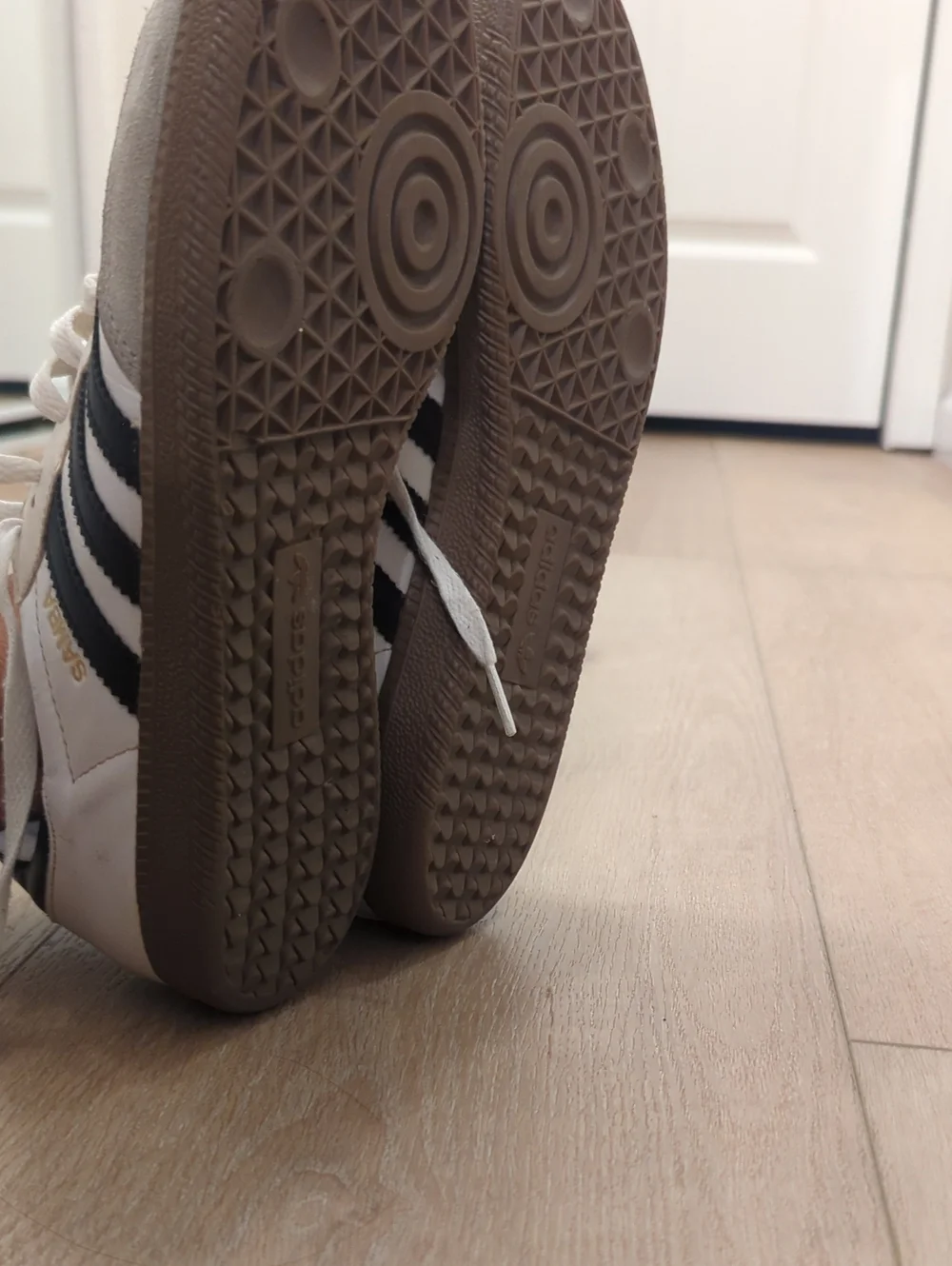 adidas Samba Leather & Suede Sneakers in White/Black